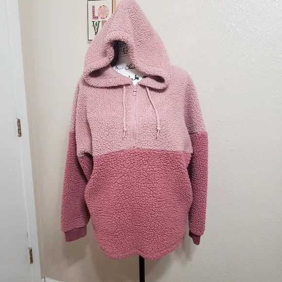 Victorias secret top pink sherpa hoodie